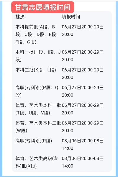 甘肃高考志愿规划时间