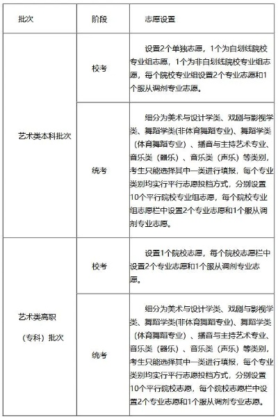艺术高考志愿术语怎么写