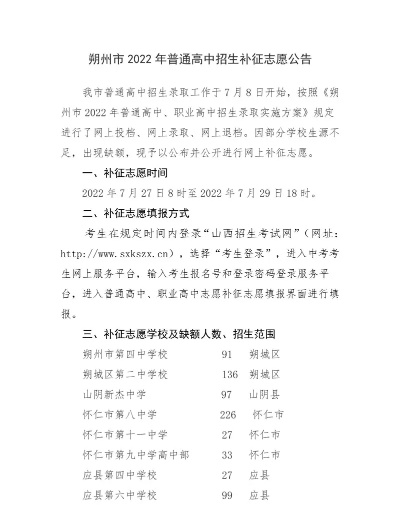 朔州高考志愿填报时间