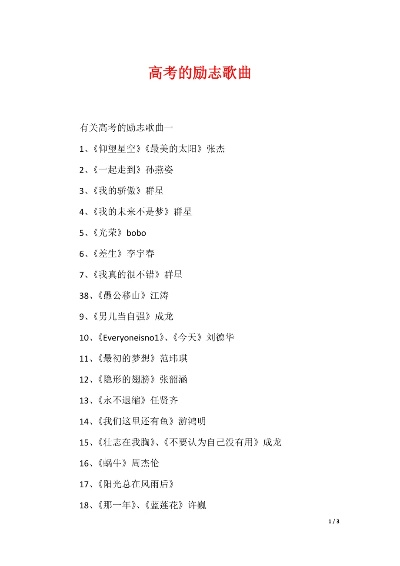 高考志愿励志歌曲有哪些