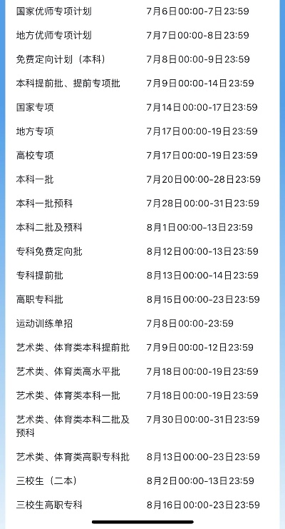 丽江高考填志愿表时间