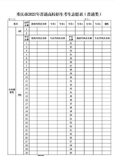 重庆高考如何填写志愿表