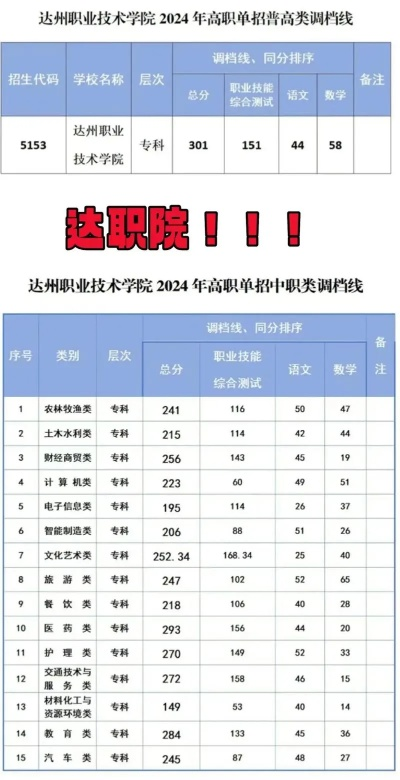  达州职业技术学院单招录取线是多少？录取规则全面解析